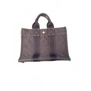 Hermes Blue Canvas Small Tote Bag with Dual Handles